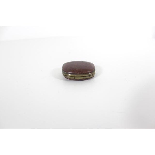 Tan Vintage Leather and Brass Pill Box For Sale - Image 8 of 10