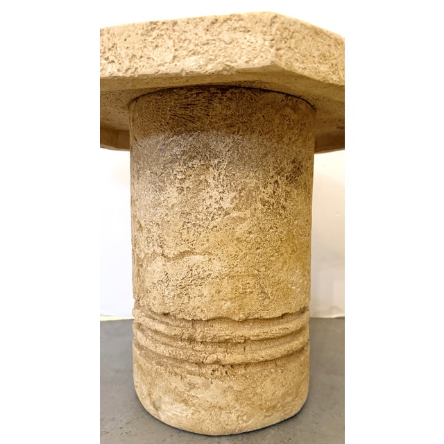 Faux Coral Rock Pedestal Side Tables From 80's/a Pair For Sale In Miami - Image 6 of 8
