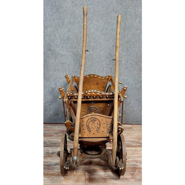 Wood Folk Art Circus Four-Wheeled Cart For Sale - Image 7 of 8