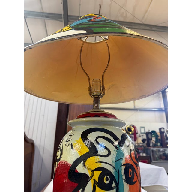 1970s 1970s Peter Keil Painted Lamp Plus Lamp Shade Signed 30in For Sale - Image 5 of 12