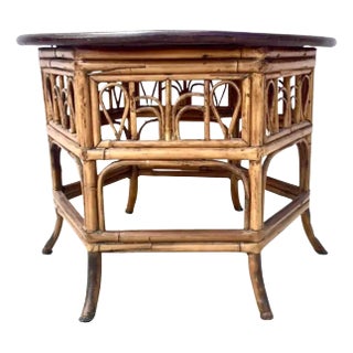 Bamboo Side Table Hexagonal Shape For Sale