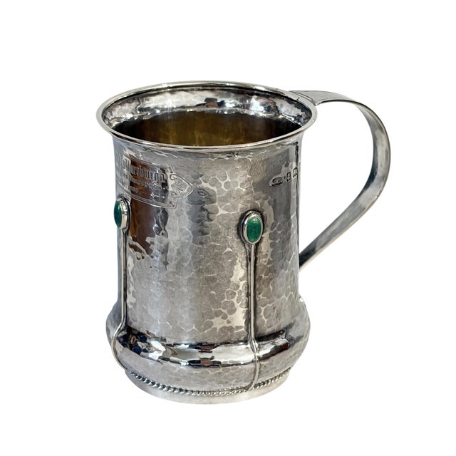 Superb English Arts & Crafts sterling silver christening mug by A.E. Jones (A.E.J.), a prestigious Birmingham...