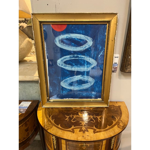 Original Abstract Painting in Antique Frame. Acrylic on panel by Shannon Weir. 13w x 1d x 16.5h SKU 6-1020 157