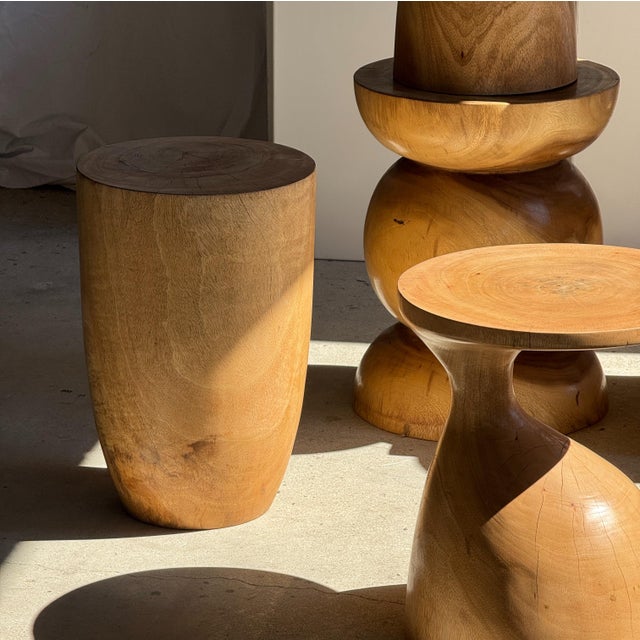 Vintage Side Table in Natural Cylindrical Mango Wood, 1980s For Sale - Image 17 of 18