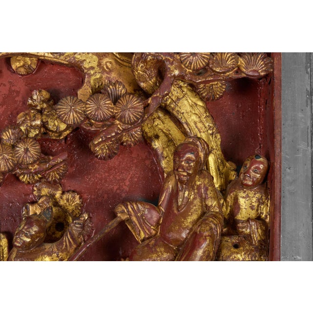 Chinese Carved Decorative Panels, Pair For Sale - Image 4 of 9