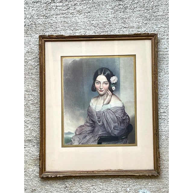 Vintage Gilt Framed Portrait Engraving For Sale In West Palm - Image 6 of 13