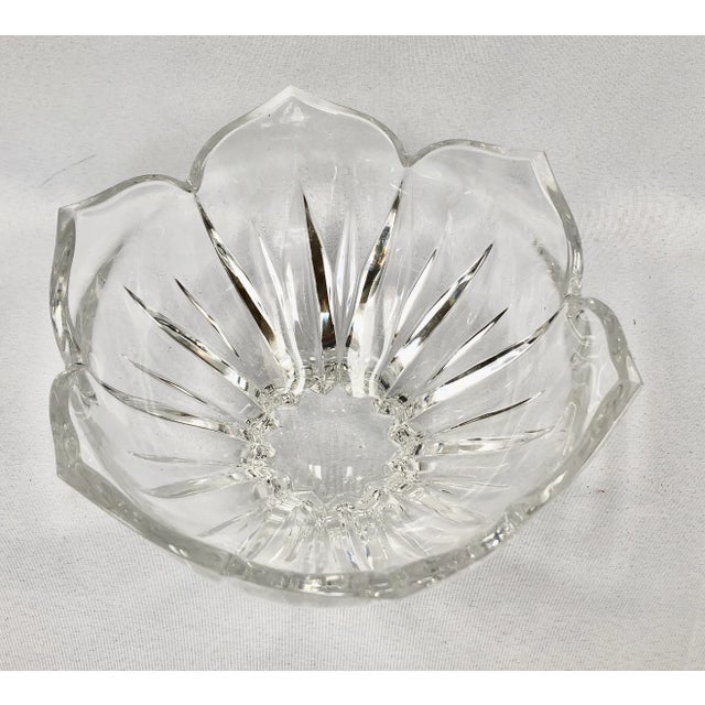 Mid-century French tulip design crystal bowl. Vannes style art glass. No maker's mark. Faceted crystal base opening into a...
