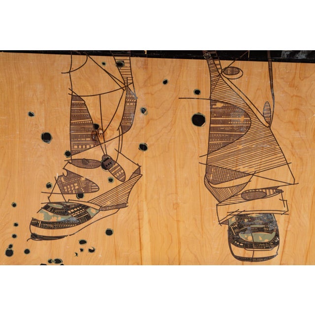 Beige Huge 96" Jason Thielke Modern Triptych Painting on Wood Panels For Sale - Image 8 of 10