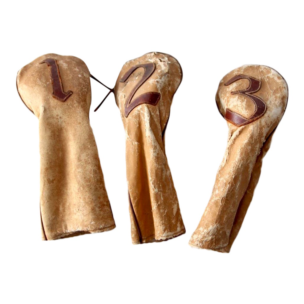 Vintage Leather Golf Headcovers Set of 3 Chairish