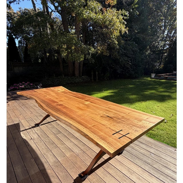 Custom Handcrafted Black Walnut Dining Table With Sculptural Pedestal Base For Sale - Image 13 of 18