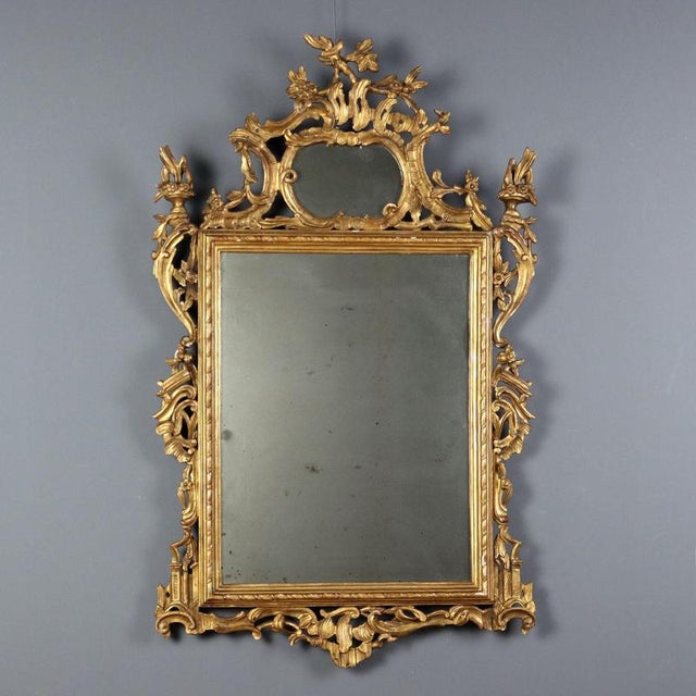 Italian Carved and Gilded Wooden Mirror, 1800s For Sale - Image 11 of 11