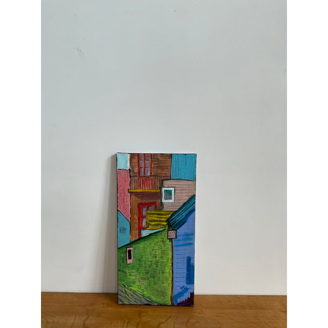 Green "City Blocks" Original Textured Abstract Acrylic on Canvas by M. Miller For Sale - Image 8 of 14