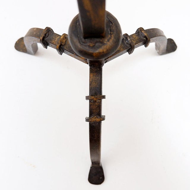 Brutalist Tripod Candlesticks in Wrought Iron, Set of 3 For Sale - Image 6 of 11