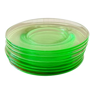 Fostoria Pioneer Vaseline Glass Salad Plates For Sale