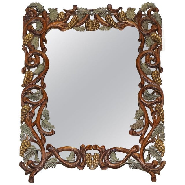 Vintage Black Forrest Heavily Carved Wooden Wall Mirror For Sale - Image 18 of 18