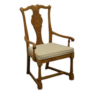 Century Furniture Solid Oak American Traditional Style Splat Back Dining Arm Chair For Sale