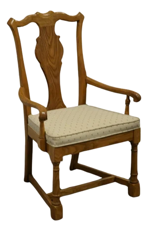 Century Furniture Solid Oak American Traditional Style Splat Back Dining Arm Chair