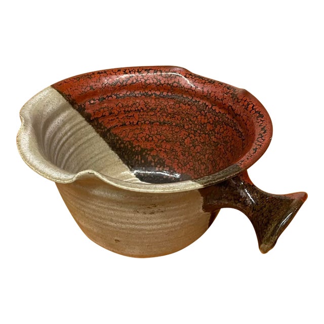 Studio Pottery Mixing & Serving Bowl With Handle For Sale