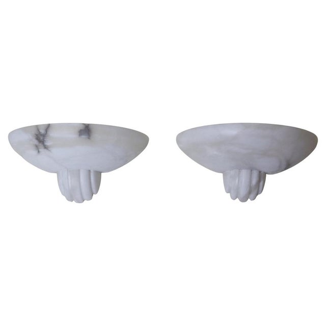 Art Deco Alabaster Wall Lights, France, 1980s, Set of 2 For Sale - Image 12 of 12