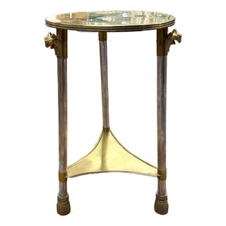 Early Neoclassical Brass and Polished Steel Three Legged Taboret or Side Table For Sale