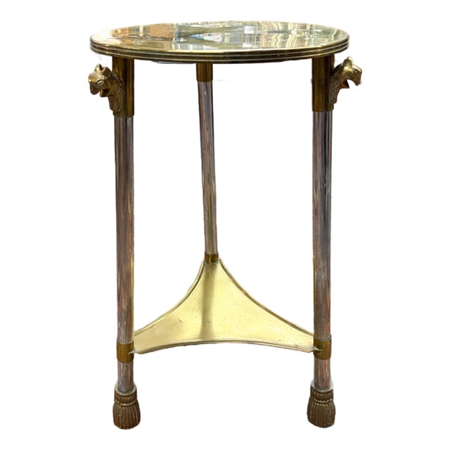 Early Neoclassical Brass and Polished Steel Three Legged Taboret or Side Table For Sale