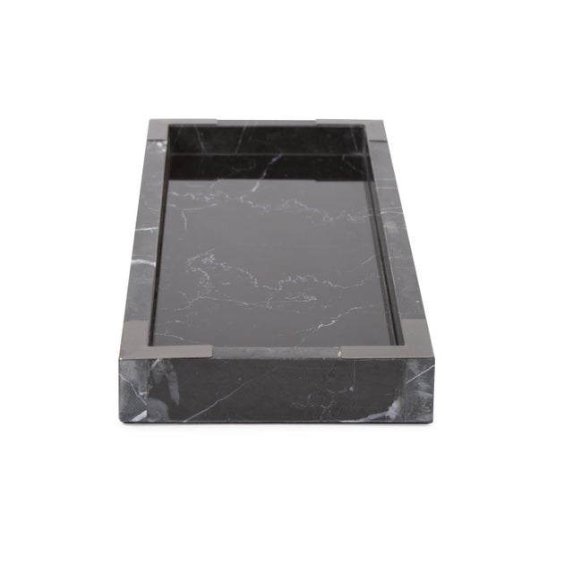 Stone Black Mirrored Marble Tray For Sale - Image 7 of 11