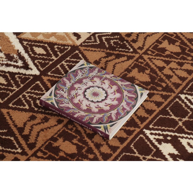Vintage French Geometric Brown & Beige Wool Pictorial Rug by Rug & Kilim, France For Sale - Image 11 of 11