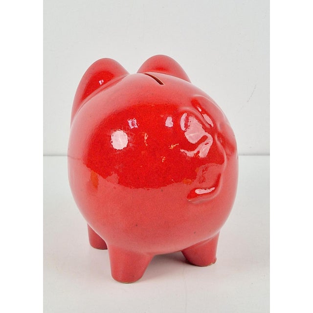 1970s Vintage Ceramic Red Piggy Bank from Scheurich Keramik, 1970s For Sale - Image 5 of 9