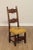 High Quality Antique Solid Wood Carved Tall Ladder Back Side Chair with Needlepoint Upholstered Seat