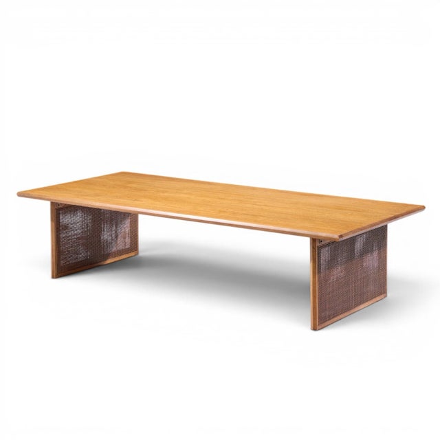Mid-Century Modern Founders Mid Century Walnut and Cane Coffee Table For Sale - Image 3 of 9