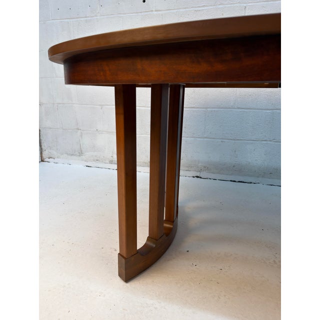 Mid-Century Oval Walnut Dining Table by Stanley For Sale - Image 9 of 16