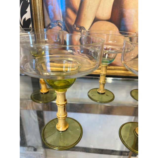 1970s Plastic Margarita Glasses With Bamboo Stems- Set of 5 For Sale - Image 4 of 4