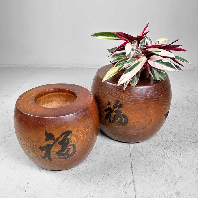 Japanese Wooden Hibachi, 1920s, Set of 2 For Sale - Image 6 of 18