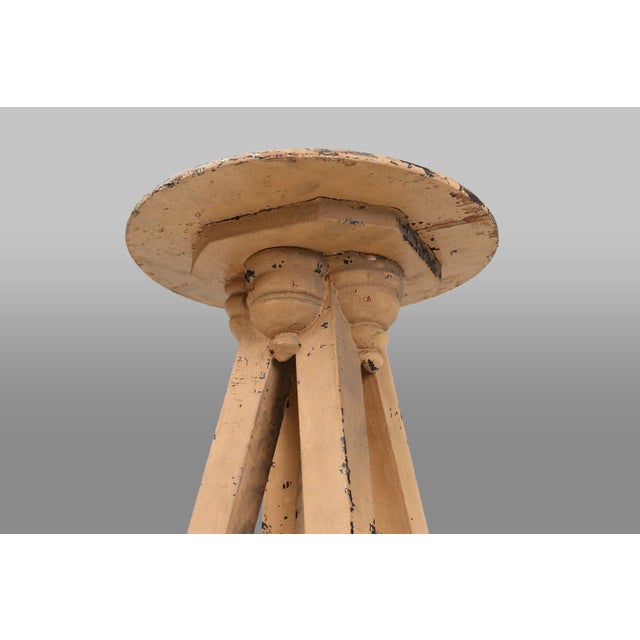 Industrial Painted Wooden Tripod Console Table with Rich Patina, 1890s For Sale - Image 4 of 11