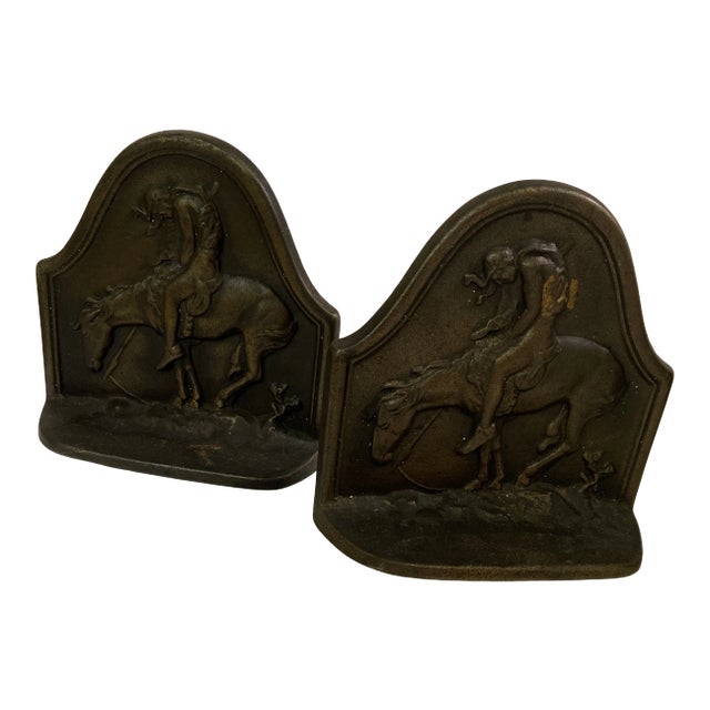 1920s Antique Native American Indian Horse Bookends - a Pair For Sale