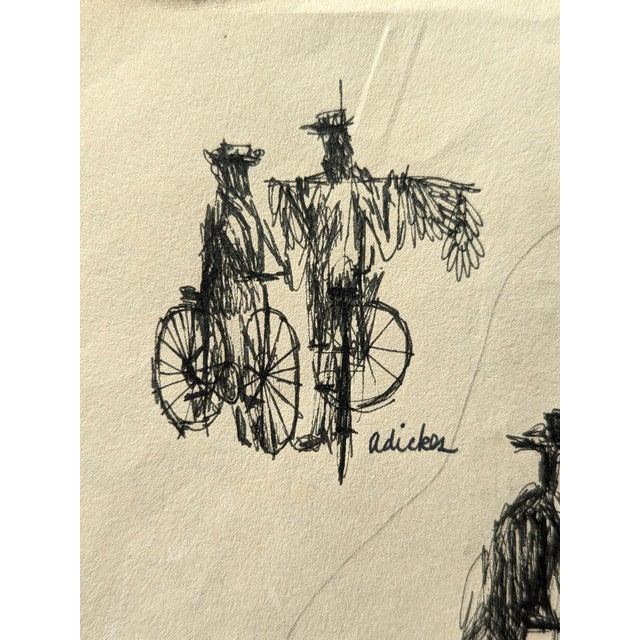 Early modern black and white sketch by iconic Houston based artist David Adickes. Pulled from a collection of previously...