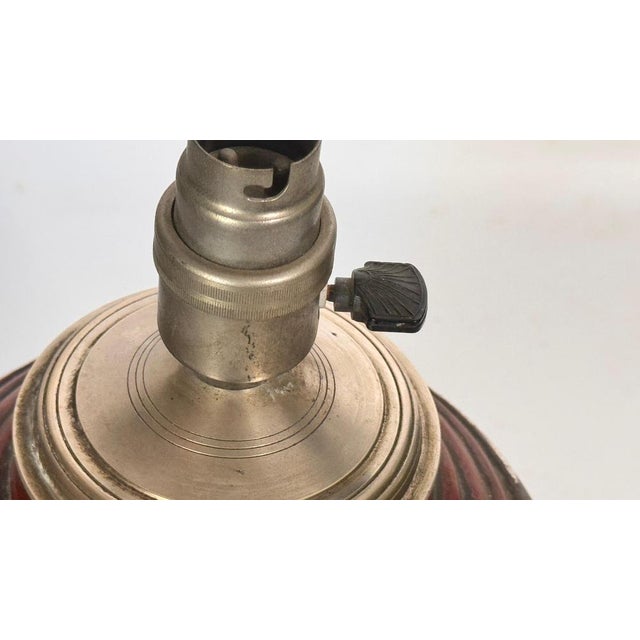 Ceramic Art Deco French Lamp in Crackled Ceramic and Brass Geometric Red Motifs, 1930s For Sale - Image 7 of 15