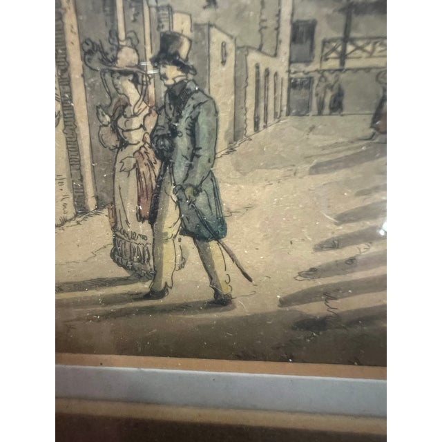 Vintage 19th-century lithographs depicting Ancient Roman landscapes. Pictures are Depicting figures strolling through the...
