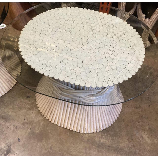 Up for consideration is a beautiful vintage 1970s McGuire white wheat side table. This would look lovely in your home and...
