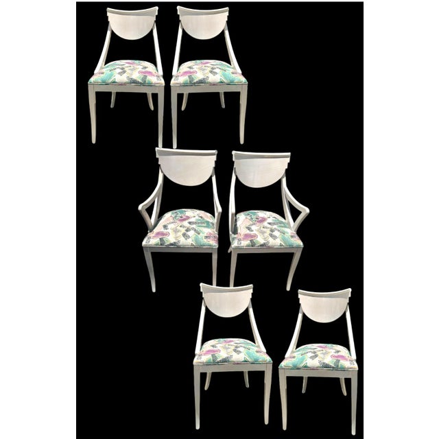 Hollywood Regency 6 Lacquered Wood Hollywood Regency Dining Room Chairs by Pietro Costantini For Sale - Image 3 of 14