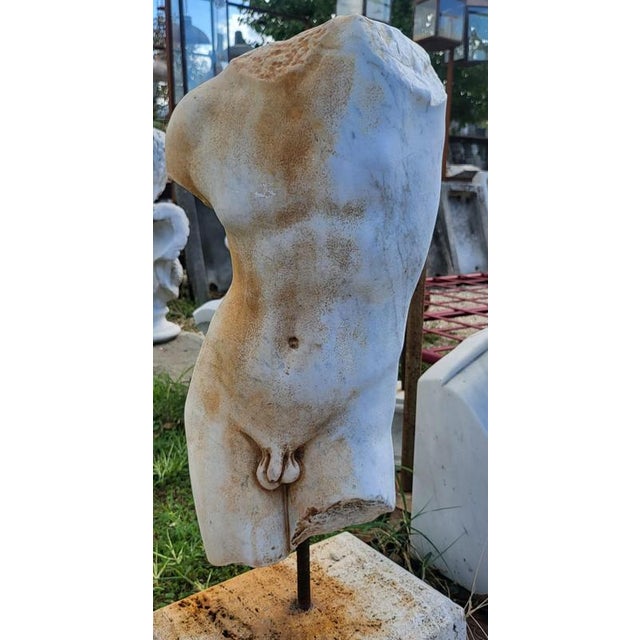 Baroque Antique Carrara Marble Roman Torso For Sale - Image 3 of 7