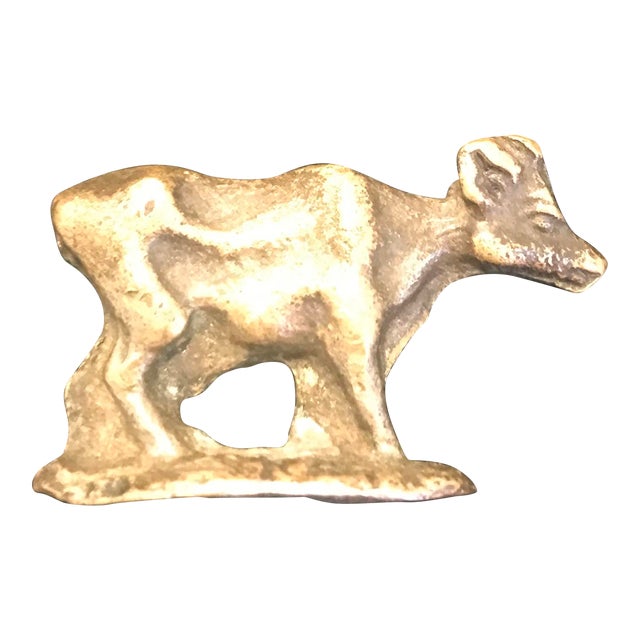 Antique Ancient Bronze Miniature Cow Sculpture Netsuke For Sale