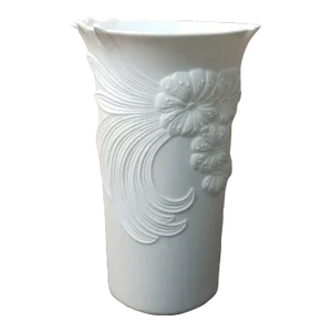1960s Kaiser W Germany 740/2 Matte Bisque Porcelain 3D Relief Vase