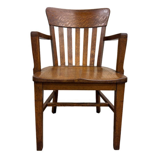 Antique Arts & Crafts Mission Quarter Sawn Oak Library Chair Armchair For Sale