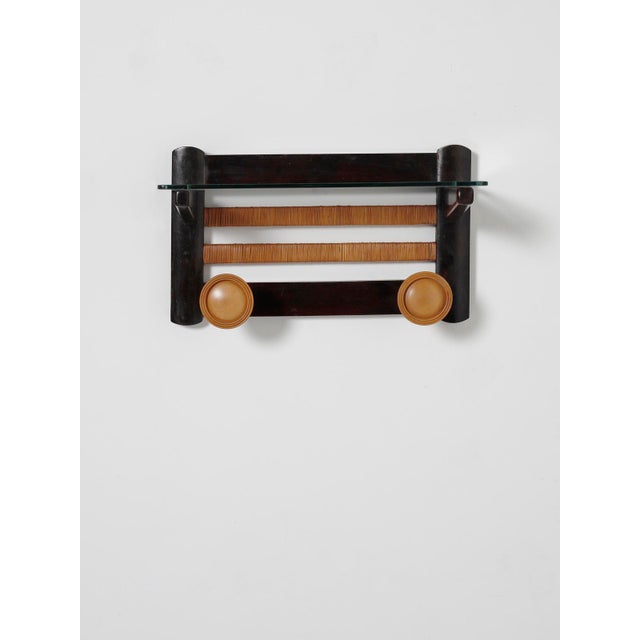 Art Deco Wood Wall Coat Hanger, Italy, 1940s For Sale - Image 4 of 6