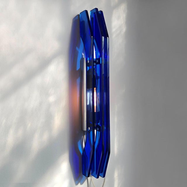 1970s Large Cobalt Blue Glass Wall Lights, 1970s, Set of 2 For Sale - Image 5 of 16