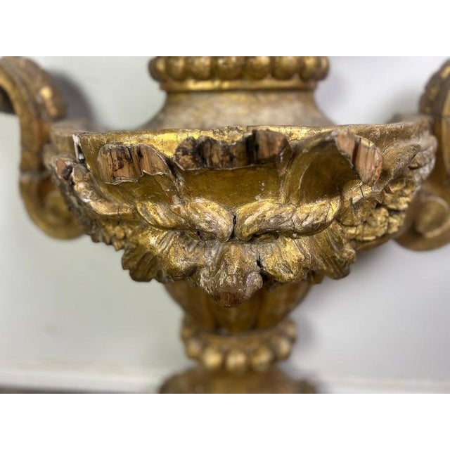 Gold 19th Century Monumental Italian Giltwood Urn For Sale - Image 8 of 12