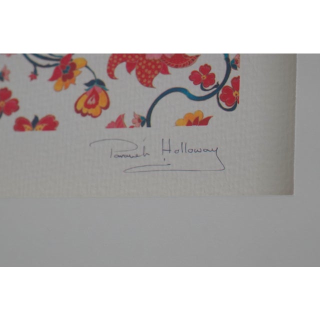 Paper 1970s Pair Parvaneh Holloway Artist Signed Framed Wall Art For Sale - Image 7 of 14