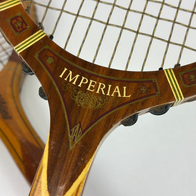 Vintage Wooden Tennis Racquets Tad Imperial & Wilding by Thos. E. Wilson & Co. - A Pair For Sale In Philadelphia - Image 6 of 11
