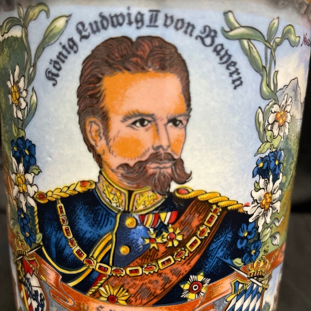 Ceramic A Vintage German Beer Stein Commemorating King Ludwig II of Bavaria For Sale - Image 7 of 8